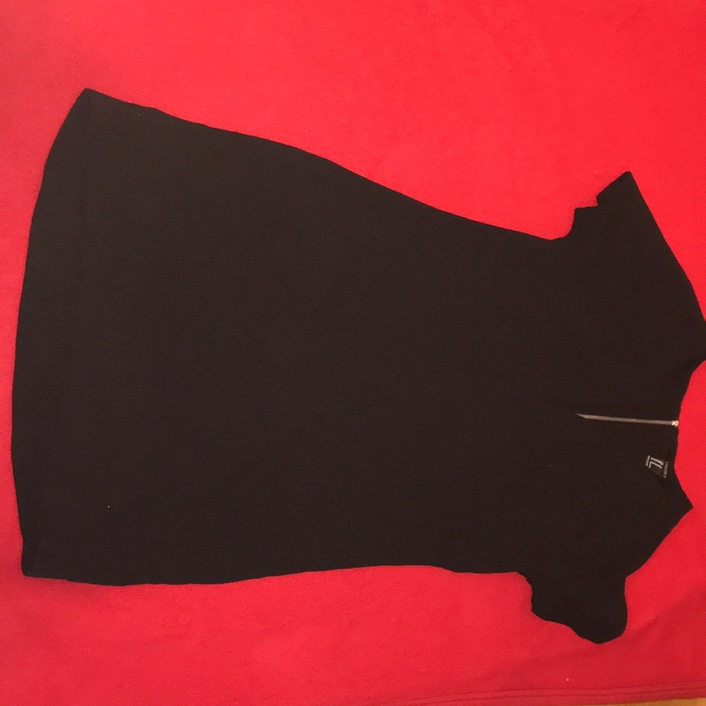 Black v-neck dress with zipper on back